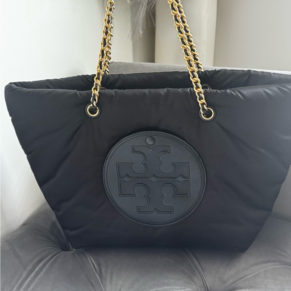 Tory Burch Handbags - Tory Burch Black and Gold Quilted Nylon Tote